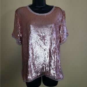 AS by DF Rose Gold Sequined Top